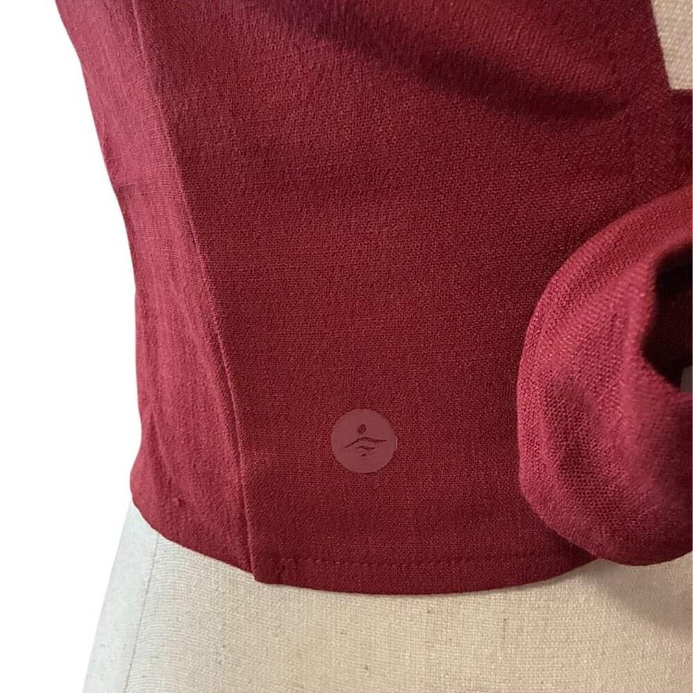 Halara Backless Tie Back Cropped Casual Linen Feel Tank~Size XL~Deep Wine L5 02 - Picture 5 of 10